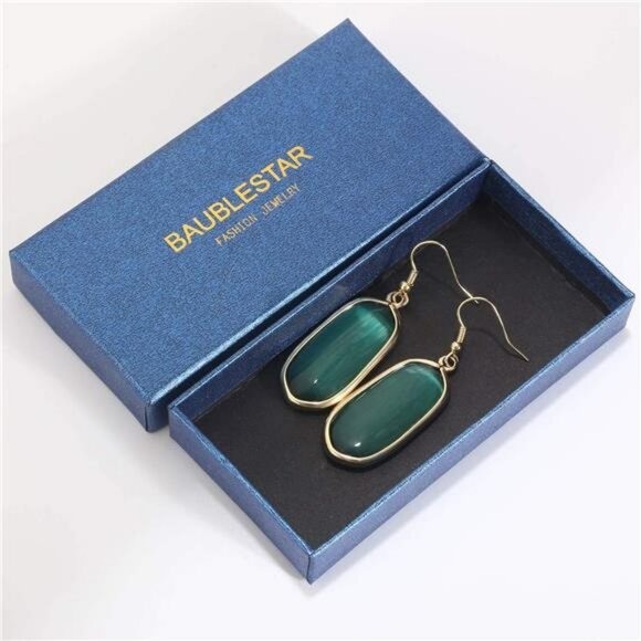 Natural Crystal Stone Dangle Earrings Gold Plated Drop Earrings for Women Gift - Picture 7 of 8